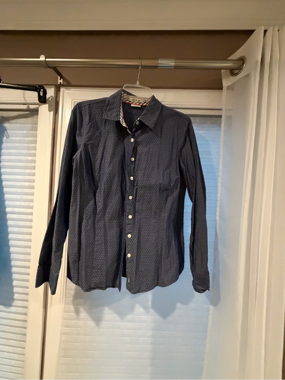 Van Heusen Navy Dot Button-Down Women's Shirt